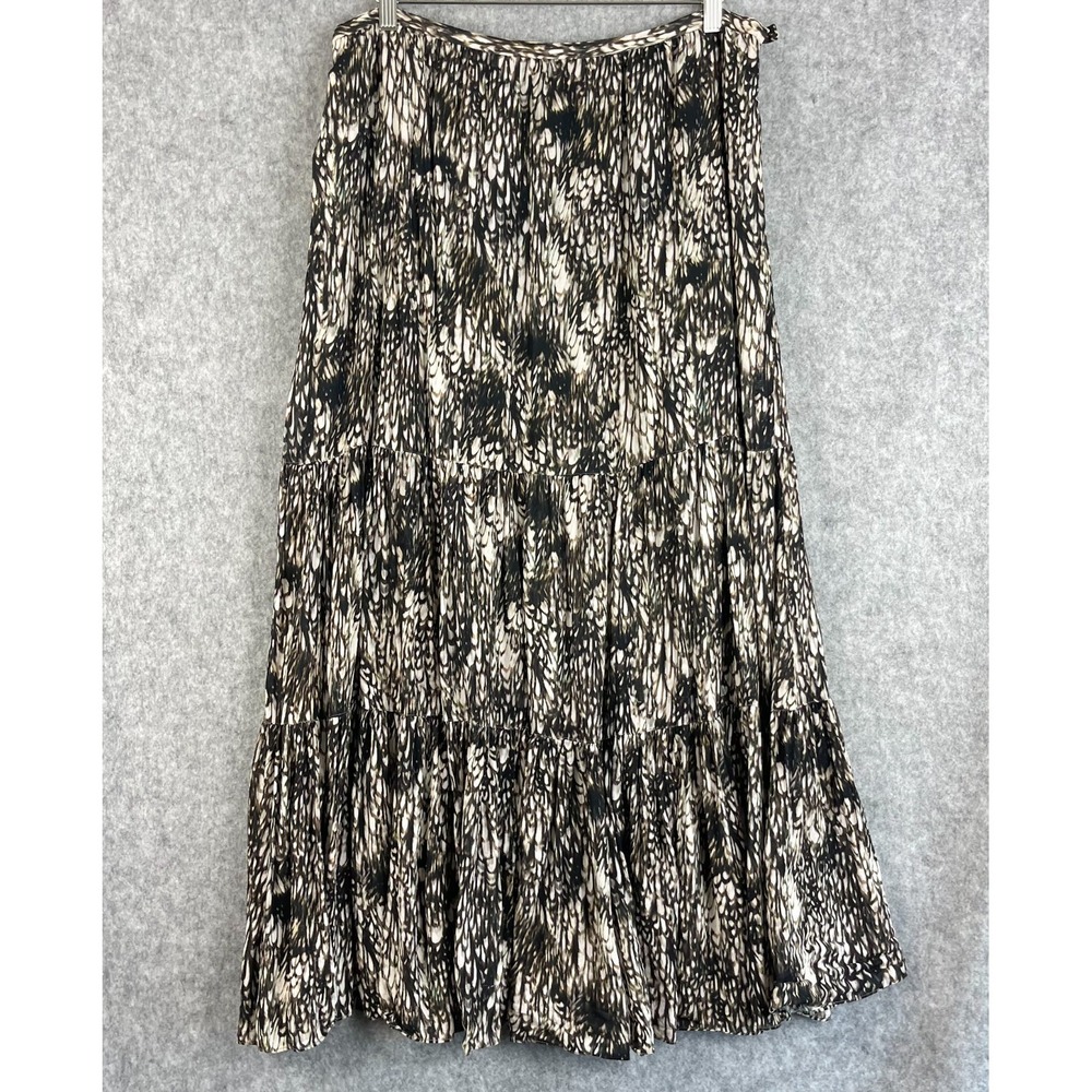 Peruvian Connection Tiered Maxi Skirt Womens 14 Abstract Printed Boho Artsy‎